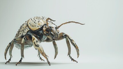 Fototapeta premium Detailed Close-Up of a Striking Colorful Beetle on Neutral Background