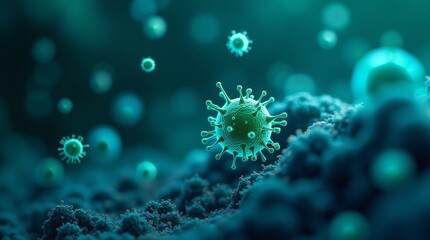 Microscopic View of Multiplying Bacteria and Viruses