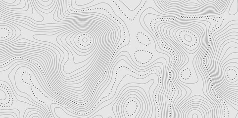 The black grey on white contours vector topography stylized height of the lines. The concept of a conditional geography scheme and the terrain path. Ultra wide. Map vector terrain Illustration.