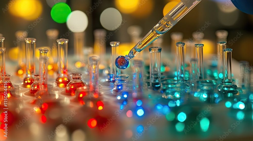 Poster biotech researchers using molecular models and precision tools to conduct experiments for dna and me