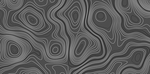 The black grey on white contours vector topography stylized height of the lines. The concept of a conditional geography scheme and the terrain path. Ultra wide. Map vector terrain Illustration.