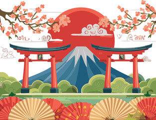 japanese garden with blossoms