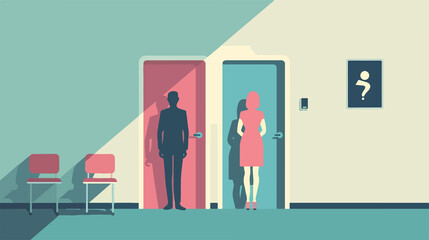 Restroom Gender Symbols Flat Vector Illustration