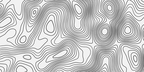 Fototapeta premium The black grey on white contours vector topography stylized height of the lines. The concept of a conditional geography scheme and the terrain path. Ultra wide. Map vector terrain Illustration.