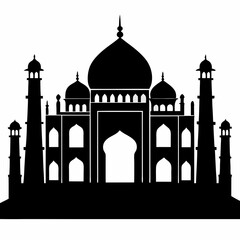 Taj Mahal Silhouette Vector Art