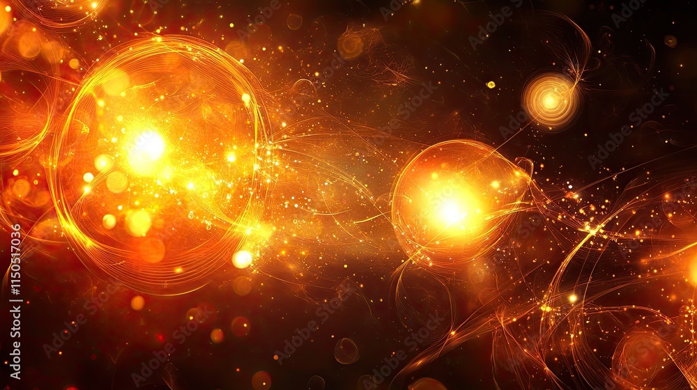 Poster glowing molecular patterns and dna strands in a conceptual background, representing the fusion of sc
