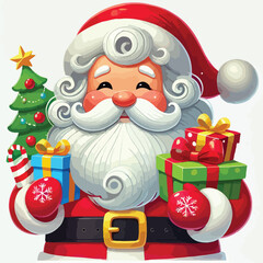 Christmas Santa Claus Isolated on white Background. Vector illustration. on white background -