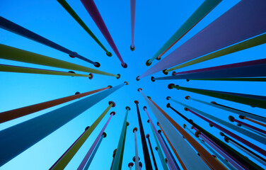 bottom down view of colorful poles