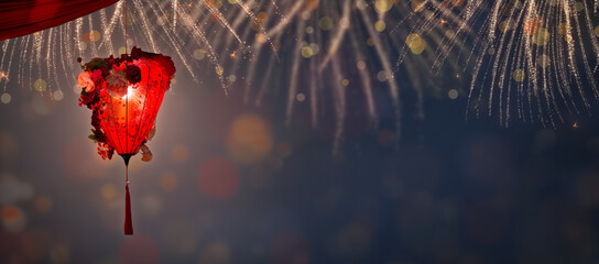 Chinese New Year lanterns and firework © famveldman