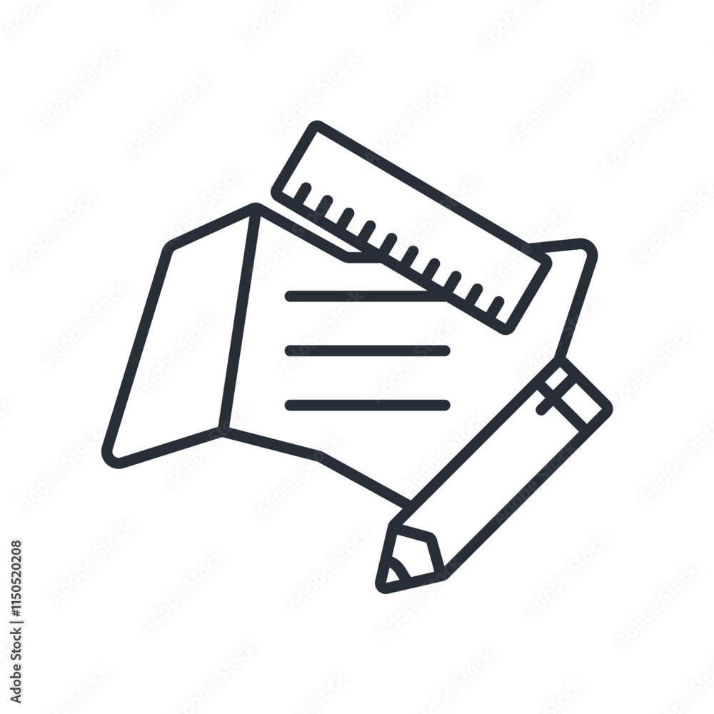 Poster drafting icon. vector.editable stroke.linear style sign for use web design,logo.symbol illustration.