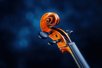close up of beautifully crafted cello with transparent body, showcasing intricate details and rich, warm finish
