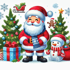 Christmas Santa Claus Isolated on white Background. Vector illustration. on white background -