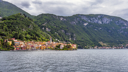 Varena, Italy, View of the town of Varena, one of the small, beautiful towns on Lake Como, Lombardy, Italy.