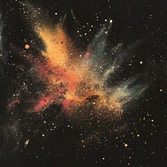 Exploration of Cosmic Colors Through Abstract Representation of a Supernova Explosion Against a Dark Background