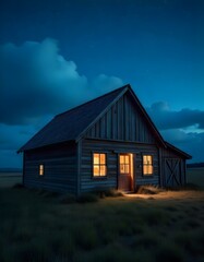 Obraz premium house on the beach at night