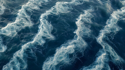 Fototapeta premium A textured pattern of swirling ocean currents with deep indigo lines weaving through lighter azure hues.