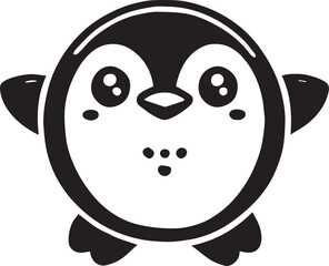 A cartoon penguin with a black and white face.
