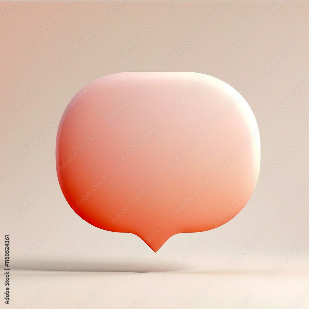 Poster floating coral speech bubble design over a soft background