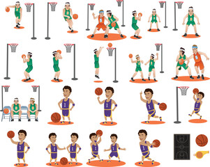 Fototapeta premium vector set activity playing basket