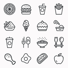 Food And Drinks Icon Set.Fastfood and Drinks Icon Set