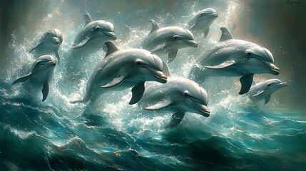 Obraz premium dolphin jumping in the water