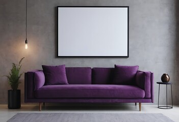 Luxe modern interior design living room. Sofa trend of the year - veryperi color. White wall and black lamp. Background mockup for artist. 3d rendering,2