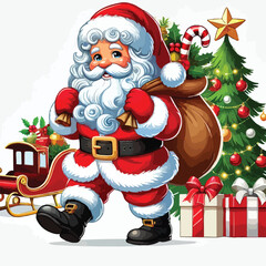 Christmas Santa Claus Isolated on white Background. Vector illustration. on white background -