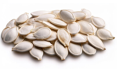 Pumpkin seeds on white background
