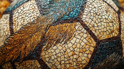 Beautifully detailed mosaic soccer ball showcasing vibrant colors and textures