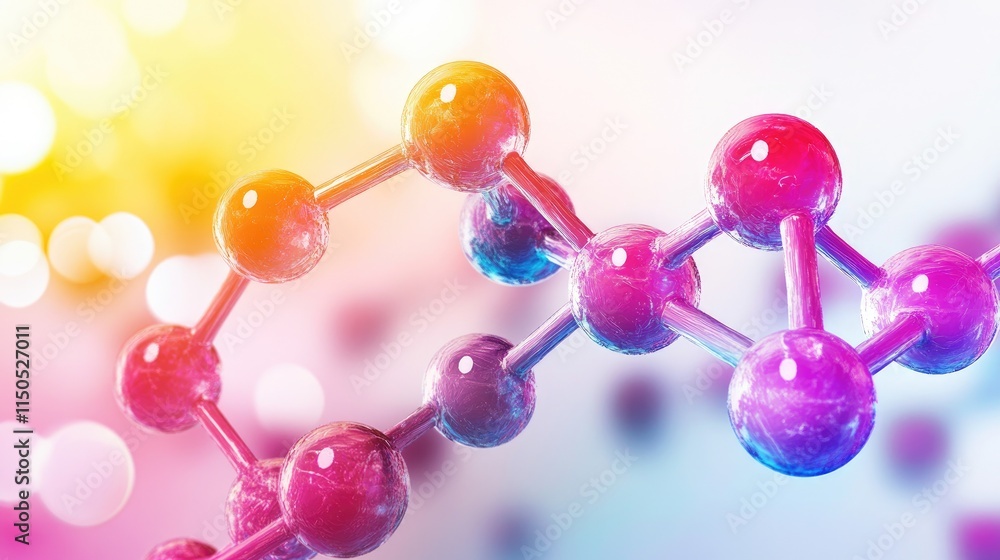 Aufkleber vibrant molecular structures with dynamic dna helixes, creating an abstract representation of biotec