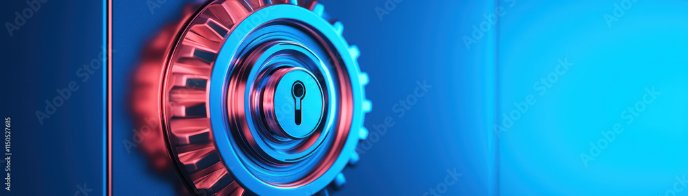 Poster close up of smart lock interface showcasing modern design with vibrant colors. intricate details hig