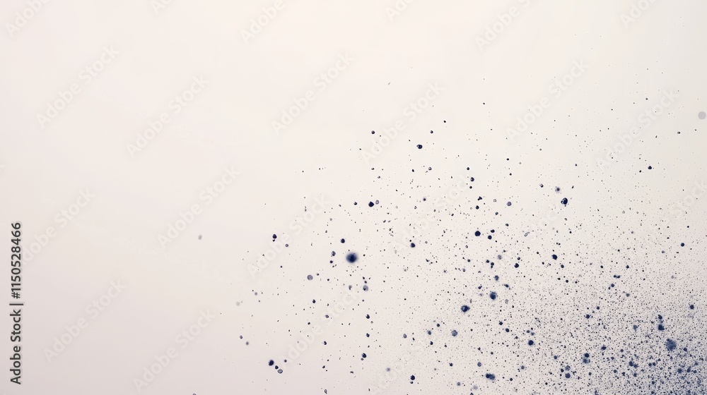 Poster scatter of fine particles against a light background creates an artistic effect in a minimalist sett