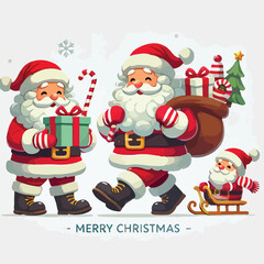 Christmas Santa Claus Isolated on white Background. Vector illustration. on white background -