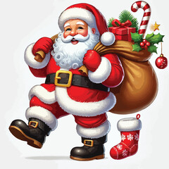 Christmas Santa Claus Isolated on white Background. Vector illustration. on white background -