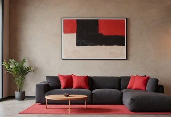 3D Rendering : illustration of cozy long sofa against white shiny wall and floor. living room concept. frame hanging at wall. clipping path included. bright living room. zone for family happiness.7