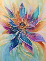 Abstrakte Blume in kr&auml;ftigen Farben