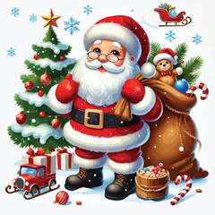 Christmas Santa Claus Isolated on white Background. Vector illustration. on white background -