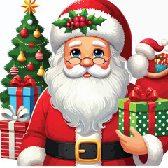 Christmas Santa Claus Isolated on white Background. Vector illustration. on white background -