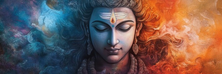 Conceptual art illustration of shiva  the hindu deity symbolizing power and spirituality