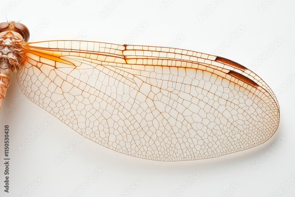 Poster detailed view of a dragonfly wing showcasing intricate patterns and structures in natural light