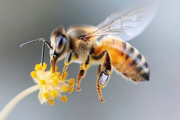 Bees collecting nectar from flowers in a vibrant garden during the warm afternoon