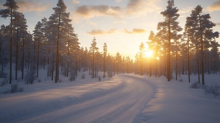 Fototapeta premium winter sunset in the city