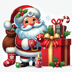 Christmas Santa Claus Isolated on white Background. Vector illustration. on white background -