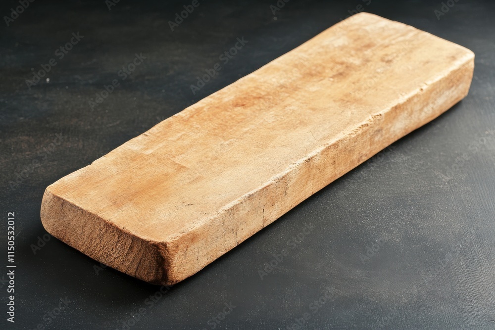 Poster untreated wooden plank displaying natural texture and grain captured at an angle with dark blurred b