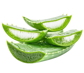 Fresh Aloe Vera Slices Isolated on White