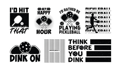 Pickleball T shirt Design Bundle, Pickleball typography T shirt design Collection, Pickleball vector T shirt design,