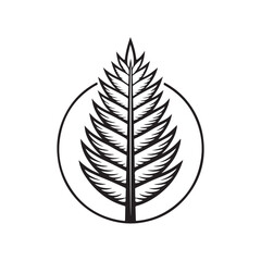 pine tree silhouette vector line art logo design