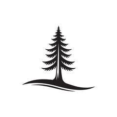 pine tree silhouette vector line art logo design