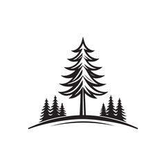 Fototapeta premium pine tree silhouette vector line art logo design