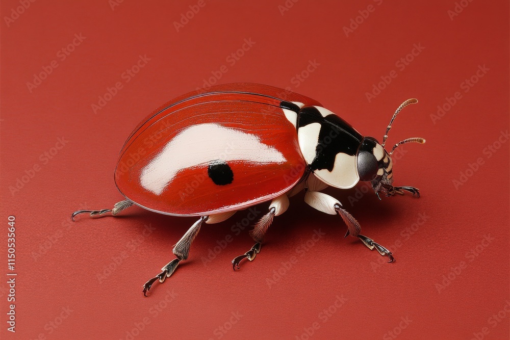 Poster colorful ladybug perched on a vibrant surface showcasing its unique patterns and features